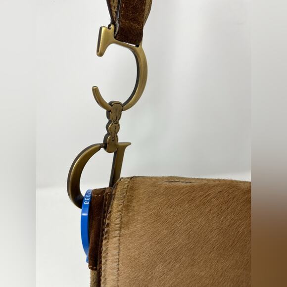 Vintage Christian Dior Pony Hair and Suede Saddle Bag Crossbody John Galliano - Picture 4 of 14